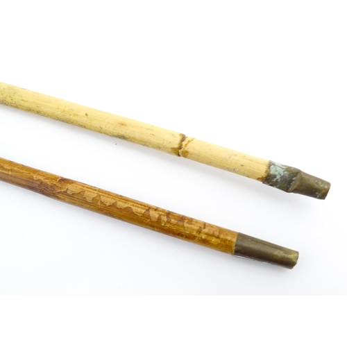 1283 - An Army Officer's swagger stick, with bamboo shank and brass knop decorated with the regimental insi... 