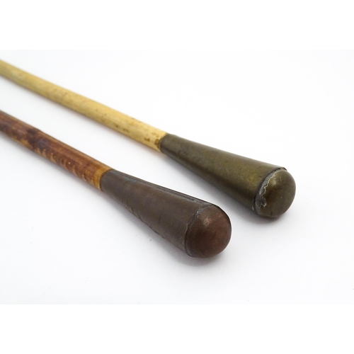 1283 - An Army Officer's swagger stick, with bamboo shank and brass knop decorated with the regimental insi... 