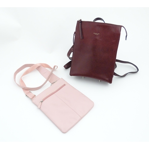 1324 - Vintage fashion / clothing: Two Radley handbags comprising a pale pink crossbody bag, approx 8 1/2