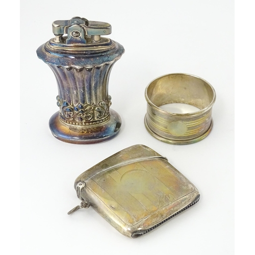 409 - Three assorted items to include a large silver vesta case with engine turned decoration hallmarked B... 