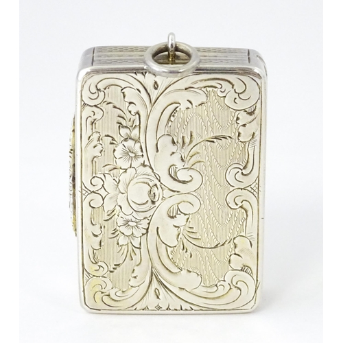 412 - A Victorian silver vinaigrette with gilt interior, hallmarked Birmingham 1857, maker Aston & Son. Ap... 