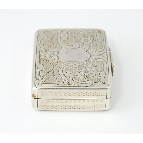 412 - A Victorian silver vinaigrette with gilt interior, hallmarked Birmingham 1857, maker Aston & Son. Ap... 