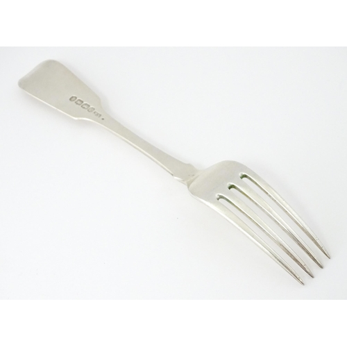 416 - A Victorian silver Fiddle pattern dessert fork hallmarked Exeter 1849, maker John Stone. Approx. 6 3... 