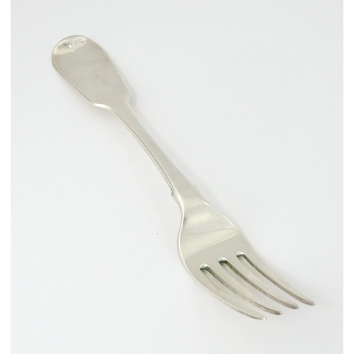 416 - A Victorian silver Fiddle pattern dessert fork hallmarked Exeter 1849, maker John Stone. Approx. 6 3... 