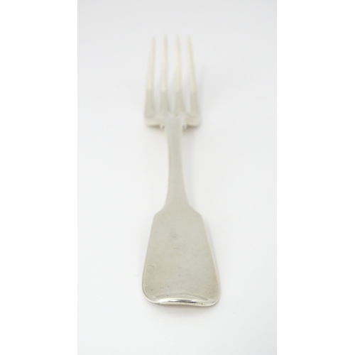 416 - A Victorian silver Fiddle pattern dessert fork hallmarked Exeter 1849, maker John Stone. Approx. 6 3... 