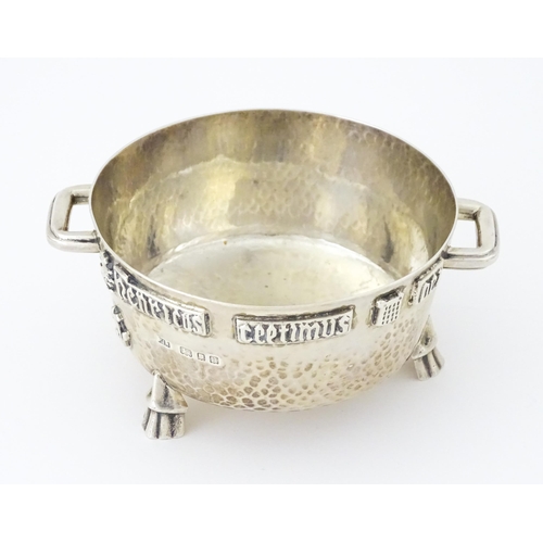 434 - A silver bowl modelled as a replica Winchester Bushel measure, hallmarked London 1928, maker F J Ros... 