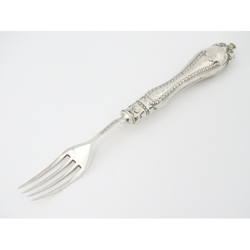 437 - A Victorian silver fork hallmarked Sheffield c. 1869, maker Martin, Hall & Co. Approx. 6 1/4