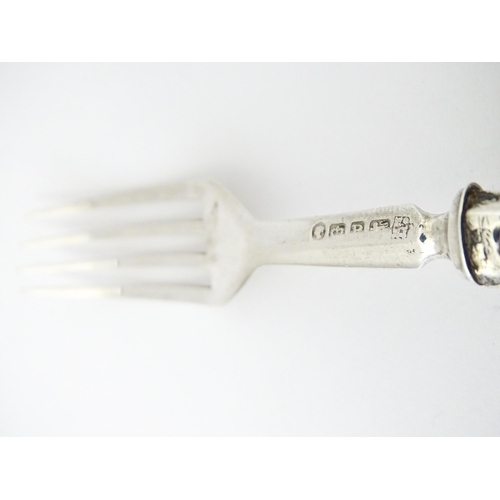 437 - A Victorian silver fork hallmarked Sheffield c. 1869, maker Martin, Hall & Co. Approx. 6 1/4