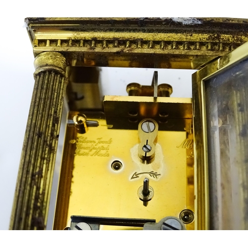 1401 - A Matthew Norman small brass carriage clock.  Approx 4 1/2