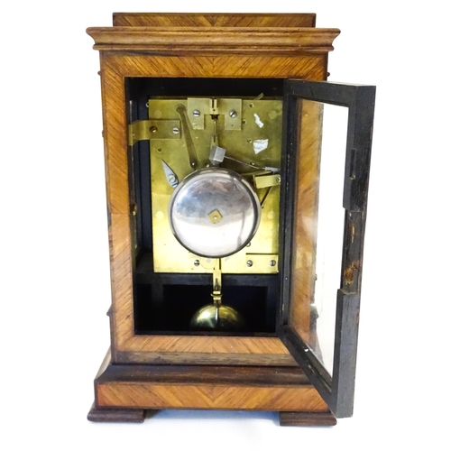 1408 - A 19thC library clock. The pained dial with Roman numerals signed 'A. B. Camacho ,  Rio De Janeiro',... 