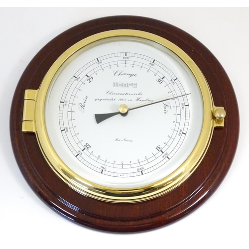 1415 - A late 20thC German Wempe chronometererke ships barometer . Approx 8 1/2