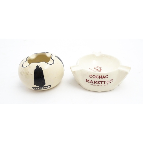 1101 - Two 20thC advertising ashtrays comprising a Sandeman Port example with silhouette detail, marked und... 