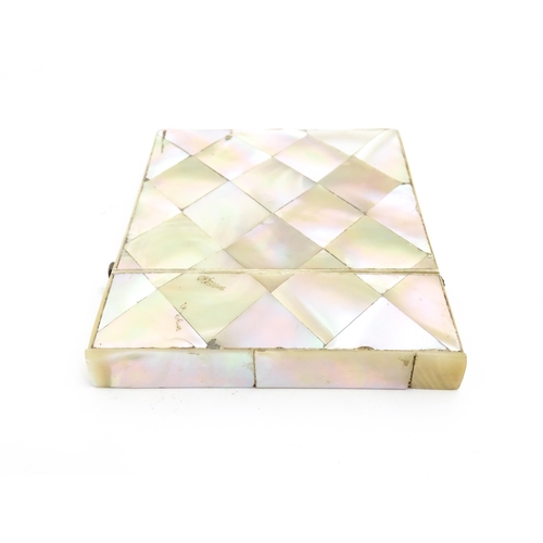 1205 - A Victorian mother of pearl card case of rectangular form. Approx. 4