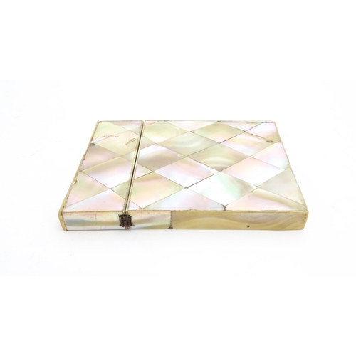 1205 - A Victorian mother of pearl card case of rectangular form. Approx. 4