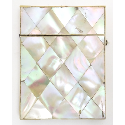 1205 - A Victorian mother of pearl card case of rectangular form. Approx. 4