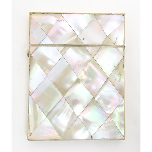 1205 - A Victorian mother of pearl card case of rectangular form. Approx. 4