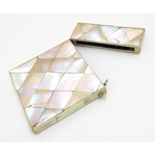 1205 - A Victorian mother of pearl card case of rectangular form. Approx. 4