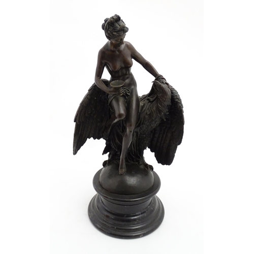 1224 - A 20thC cast bronze sculpture modelled as Hebe and the Eagle of Jupiter. Bears cast Milo signature a... 