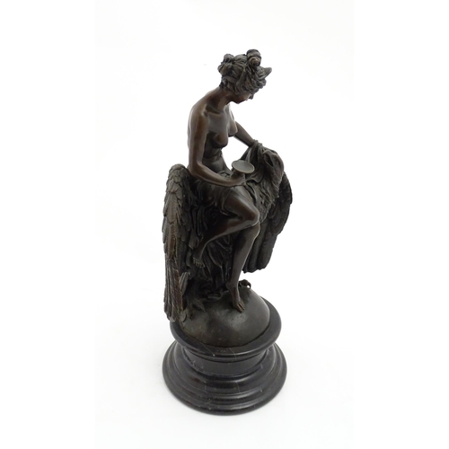 1224 - A 20thC cast bronze sculpture modelled as Hebe and the Eagle of Jupiter. Bears cast Milo signature a... 