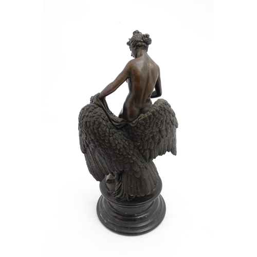 1224 - A 20thC cast bronze sculpture modelled as Hebe and the Eagle of Jupiter. Bears cast Milo signature a... 