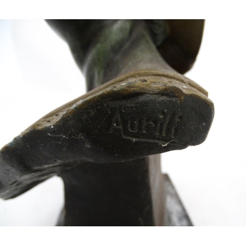 1003 - An early 20thC Italian cast bust after Richard Aurili depicting a Gladiator, titled to base Ave Caes... 