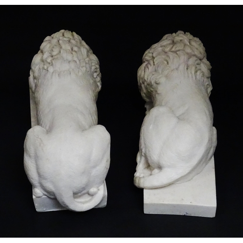 1228 - A pair of late 20thC cast models of the Rezzonico Lions after Antonio Canova. Approx. 11 1/4