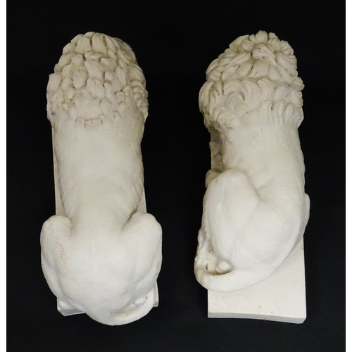 1228 - A pair of late 20thC cast models of the Rezzonico Lions after Antonio Canova. Approx. 11 1/4