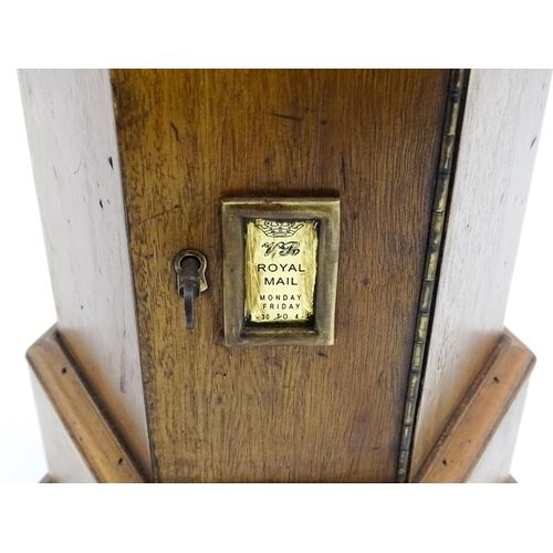 1231 - A mid to late 20thC country house / hotel letter / post box of hexagonal. Approx. 21 1/2