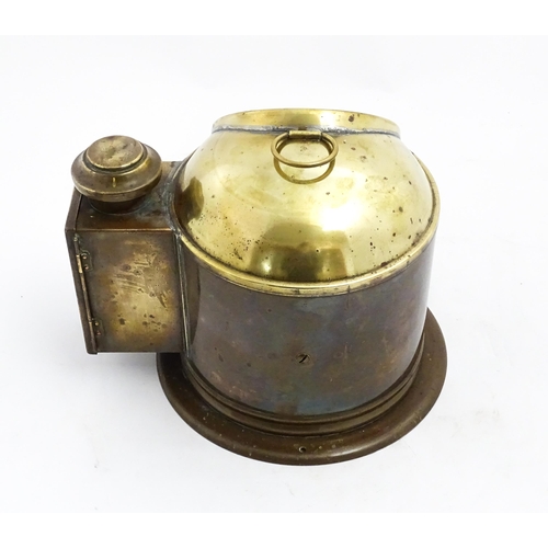 1246 - Nautical / Maritime Interest: An early 20thC brass ship's binnacle compass, with fitted lamp box to ... 