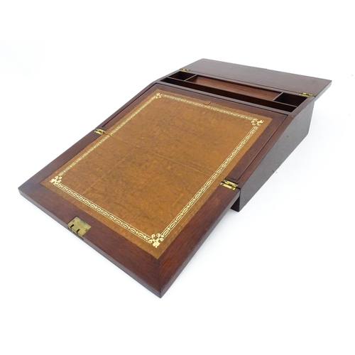 1262 - A late 19th / early 20thC rosewood writing slope with satinwood stringing. Approx. 4 1/4