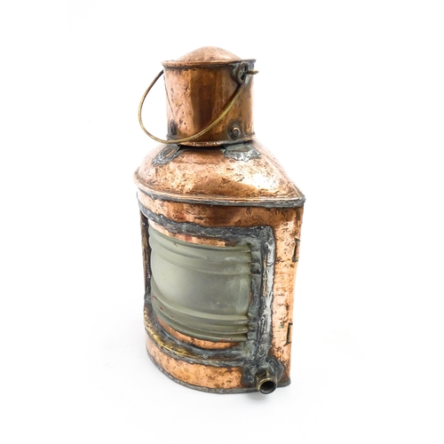 1265 - Nautical / Maritime Interest: A 20thC copper ships navigation lamp / lantern. Approx. 13