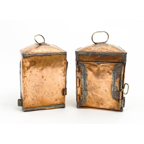 1266 - Nautical / Maritime Interest: A pair of 20thC copper Port and Starboard navigation lamps / lanterns.... 