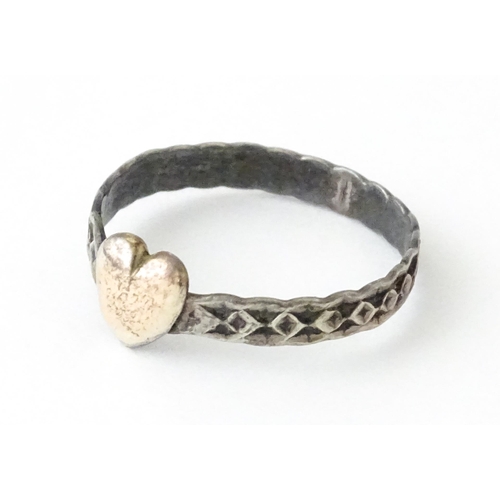 727 - A Charles Horner silver ring. Together with a silver chain and white metal pendant. Ring size approx... 