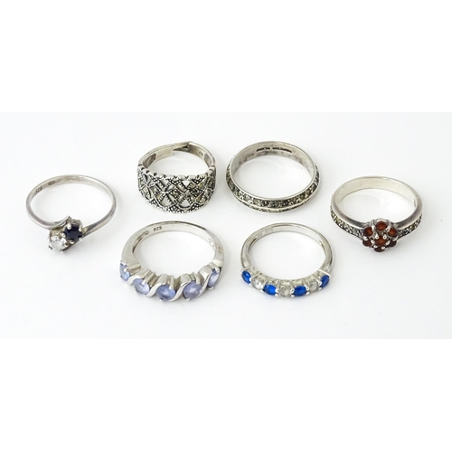 728 - Six assorted silver dress rings (6)