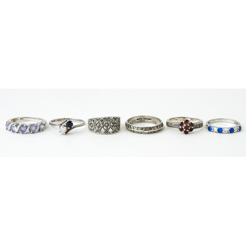 728 - Six assorted silver dress rings (6)