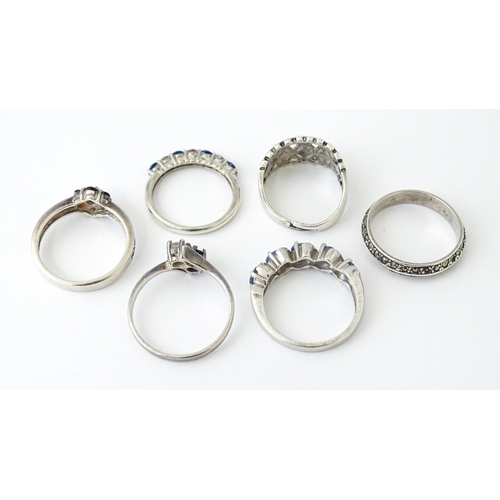 728 - Six assorted silver dress rings (6)