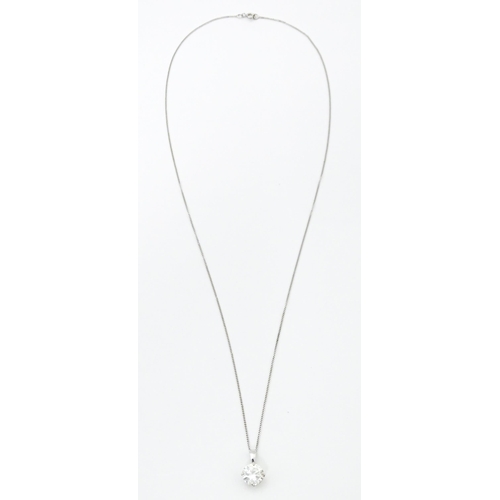 747 - A 9ct white gold necklace with pendant set with white stone/ the chain approx 14