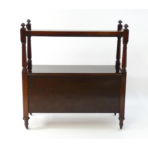 1591 - A Victorian mahogany buffet with gadrooned finials matched to the carved tapering legs. The buffet h... 