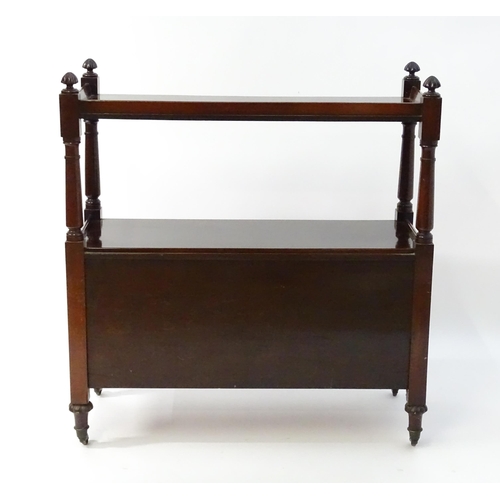 1591 - A Victorian mahogany buffet with gadrooned finials matched to the carved tapering legs. The buffet h... 