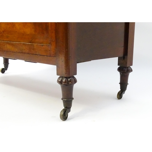 1591 - A Victorian mahogany buffet with gadrooned finials matched to the carved tapering legs. The buffet h... 