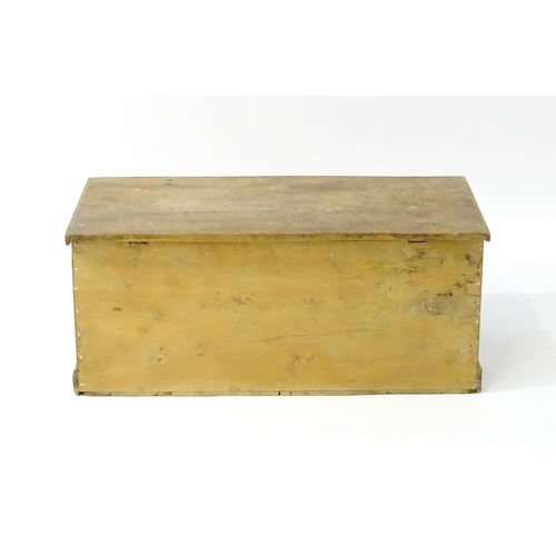 1614 - A 19thC elm blanket box with wrought iron hinges and a stepped base. 37