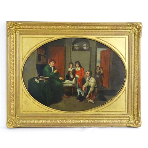 1701 - 18th century, English School, Oil on tin, Visiting the Scholar, An interior scene depicting a schola... 