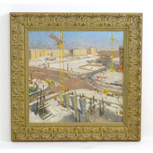 1720 - Leonid Petrovich Baikov (1918-1994), Russian School, Oil on card, Building Development in Leningrad.... 