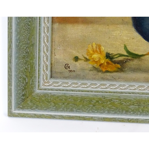 1725 - Early 20th century, Oil on canvas, A still life study depicting marigolds in a vase. Signed with mon... 