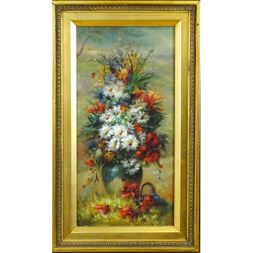 1727 - Johnny Gaston (b. 1955), Oil on board, A pair of still life studies, each depicting flowers in a vas... 