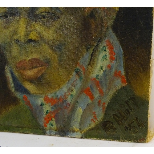 1728 - Barbara Hill, 20th century, Oil on canvas board, Two studies of African male heads. Both signed lowe... 