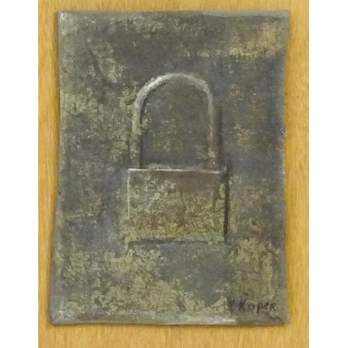 1729 - Yuri Leonidovich Kuper / Kuperman (b. 1940), Russian School, Mixed Media, Padlock. Signed. Approx. 5... 