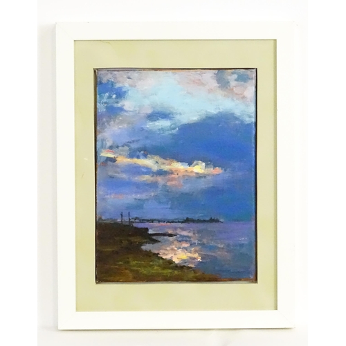 1735 - Roger Shapley, 21st century, Acrylic on canvas, Winter Sky at Dawn, Brighton. Ascribed verso. Approx... 