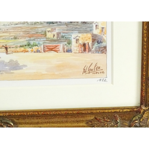 1814 - Edwin Galea (b. 1934), Maltese School, Watercolour, Mdina, The Old City. Signed lower right and titl... 