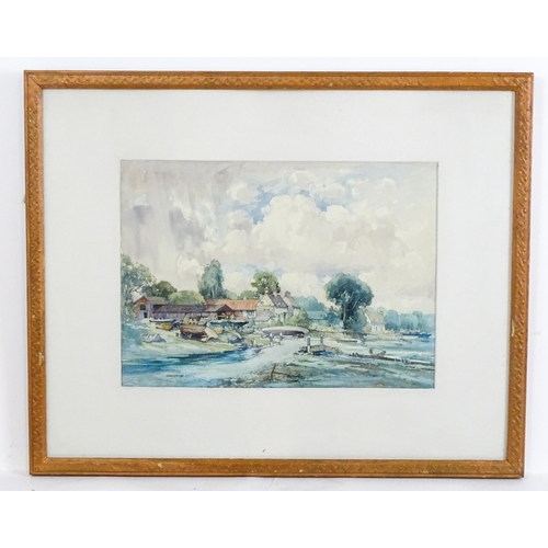 1820 - George Robert Rushton (1869-1947), Watercolour, A boatyard scene with boats, figures, anchors and bu... 